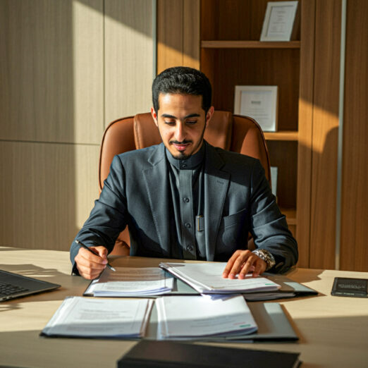 saudi-man-using-laptop-with-cell-phone